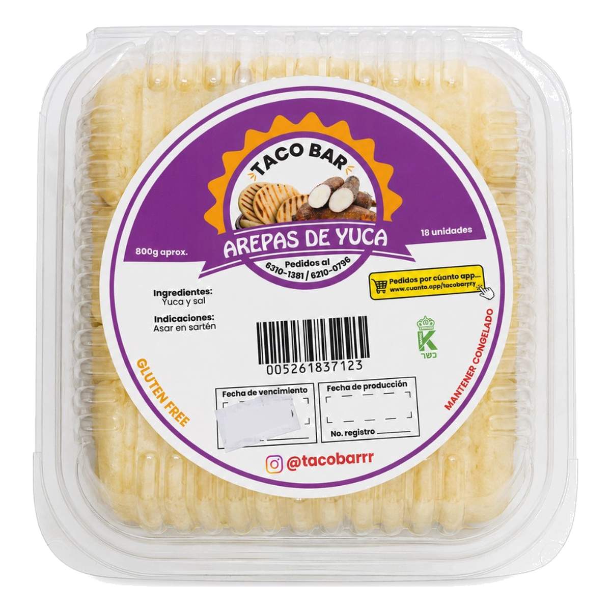 Arepas de Yuca, Taco Bar 800 gr 1 Arepas de Yuca, Taco Bar 800 gr