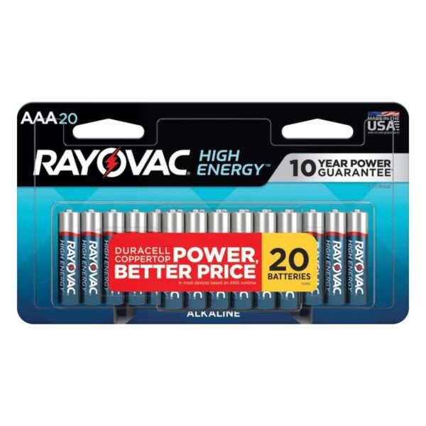 Baterías Rayovac AAA Alcalinas, High Energy, 20 Unidades