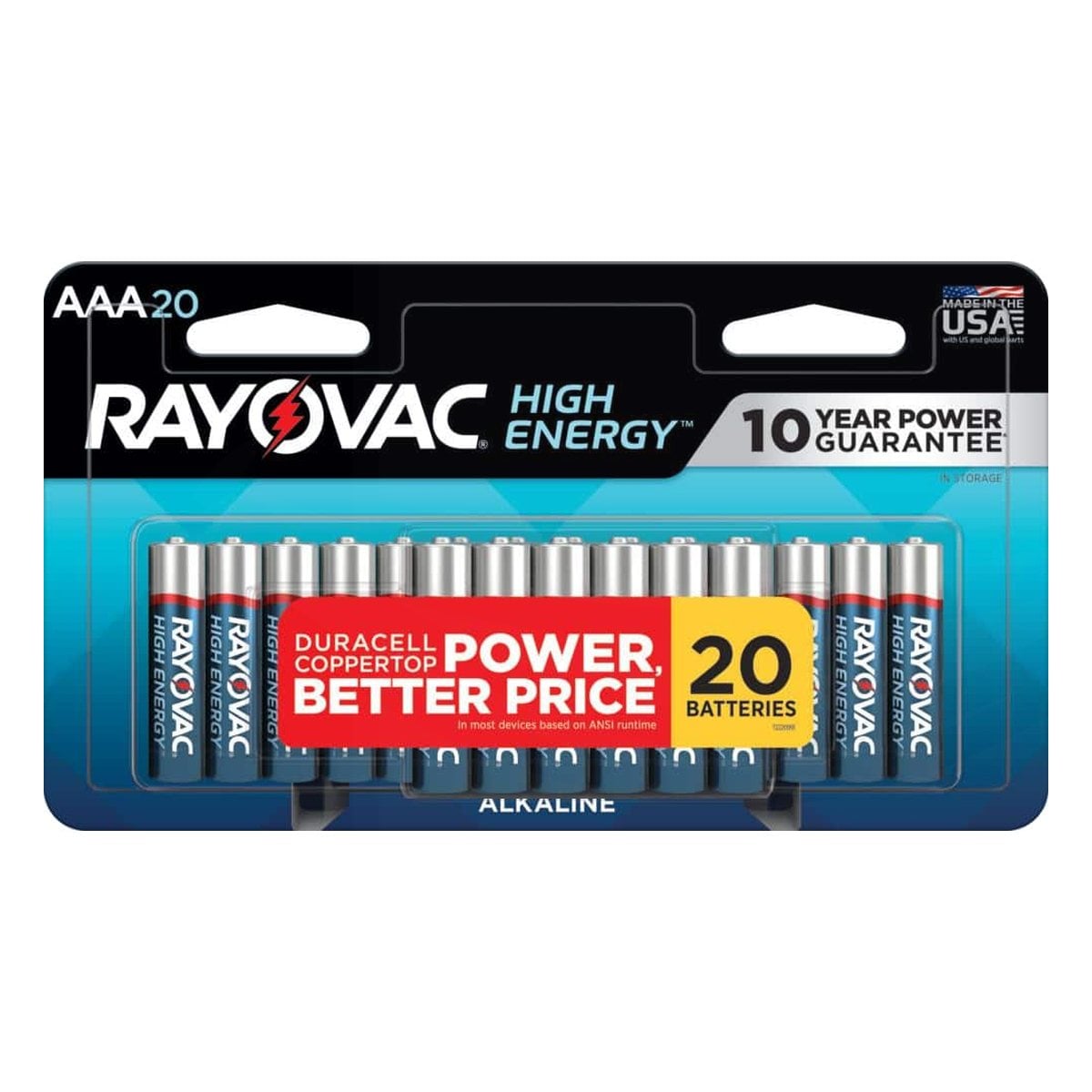Baterías Rayovac AAA Alcalinas, High Energy, 20 Unidades