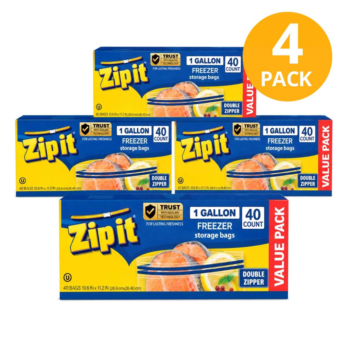 Zip it Bolsas Grandes Doble Cierre, 160 Bolsas (Pack de 4 x 40) 1 Zip it Bolsas Grandes Doble Cierre, 160 Bolsas (Pack de 4 x 40)