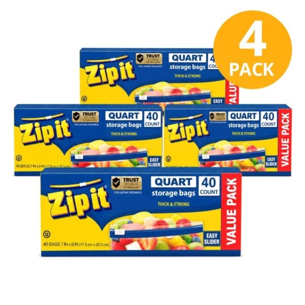 Zip it Bolsas Medianas Slider, 160 Bolsas (Pack de 4 x 40)