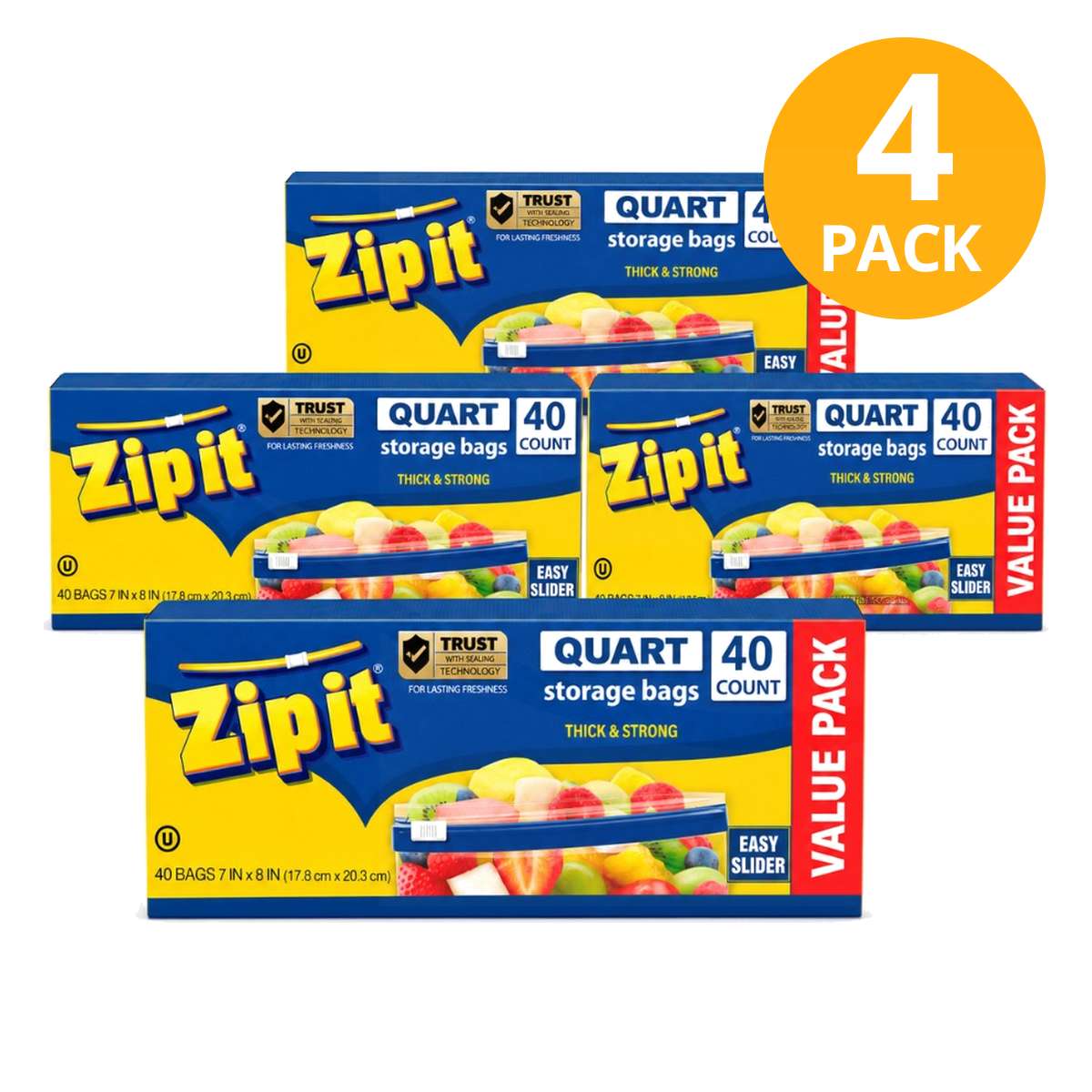 Zip it Bolsas Medianas Slider, 160 Bolsas (Pack de 4 x 40) 1 Zip it Bolsas Medianas Slider, 160 Bolsas (Pack de 4 x 40)