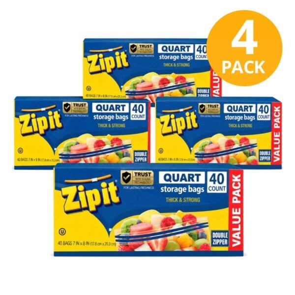 Zip it Bolsas Medianas Doble Cierre, 160 Bolsas (Pack de 4 x 40)