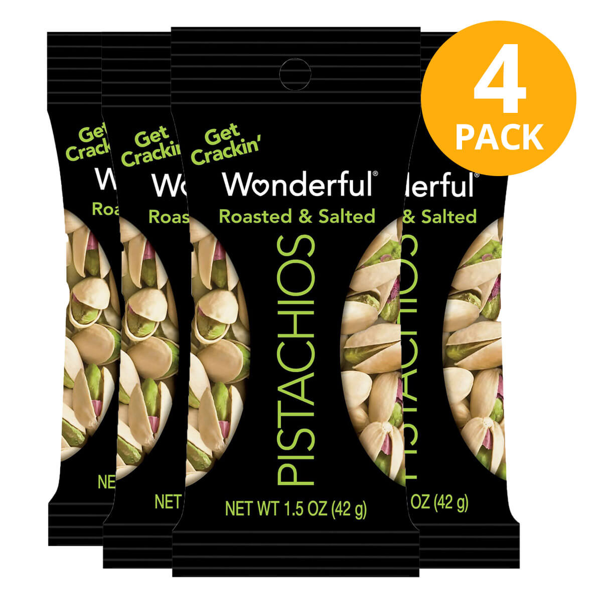 014113911856 Wonderful Pistachos Roasted & Salted, 1.5 OZ (Pack de 4) - Imagen 1