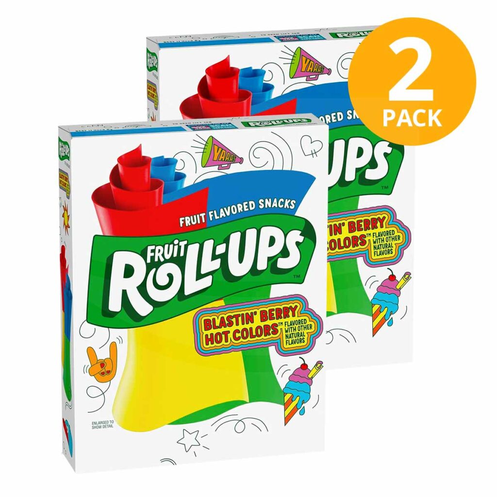 Fruit RollUps, Blastin' Berry Hot Colors, 20 Rolls (Pack de 2 x 10
