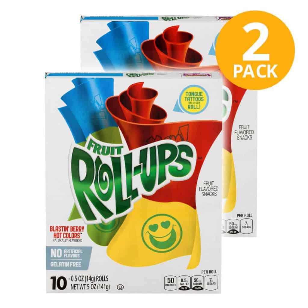Fruit RollUps, Blastin' Berry Hot Colors, 20 Rolls (Pack de 2 x 10