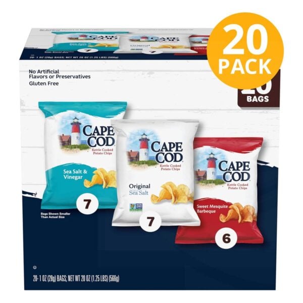 Cape Cod Kettle Cooked Potato Chips Variety Pack, Cape Cod 1 OZ (Pack de 20)