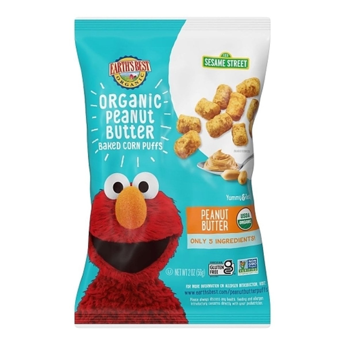 Earth's Best Sesame Street Peanut Butter Puffs, 2 OZ 1 Earth's Best Sesame Street Peanut Butter Puffs, 2 OZ