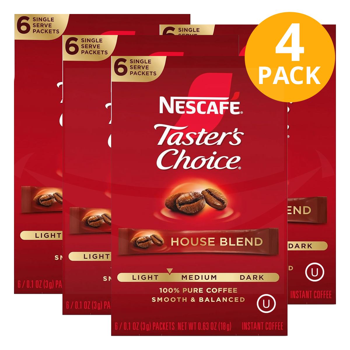 Nescafé Café Instantáneo Taster's Choice House Blend Sobres, 24 Unidades (Pack de 4 x 6)