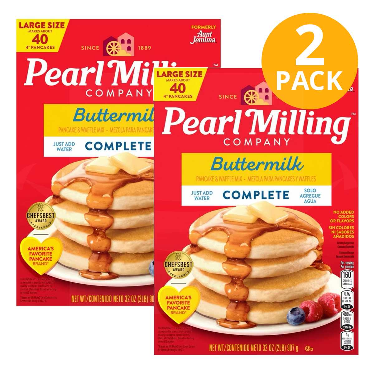 Pearl Milling Company Buttermilk Pancake & Waffle Mix Complete, 32 OZ (Pack de 2)