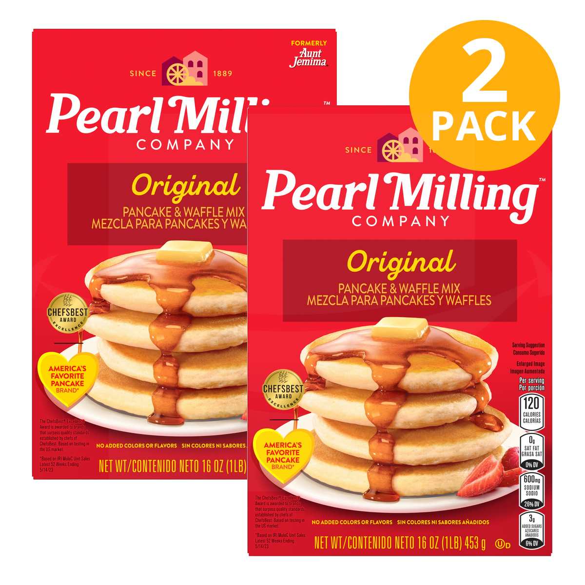Pearl Milling Company Original, Pancake & Waffle Mix, 16 OZ (Pack de 2)