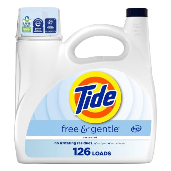 Tide Free and Gentle, Detergente Líquido, HE Turbo, 166 OZ