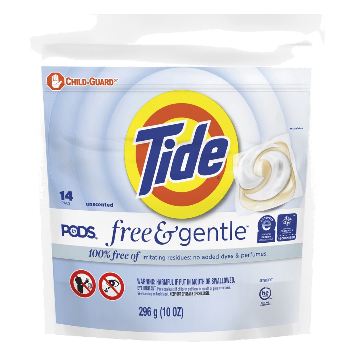 Tide Pods Free & Gentle, Detergente en Cápsulas, 14 Pacs