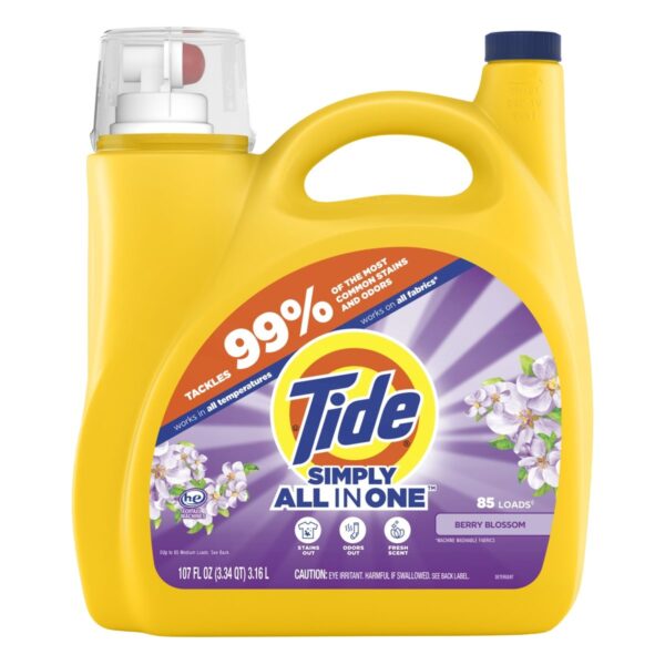 Tide Simply Berry Blossom, Detergente Líquido, 107 OZ