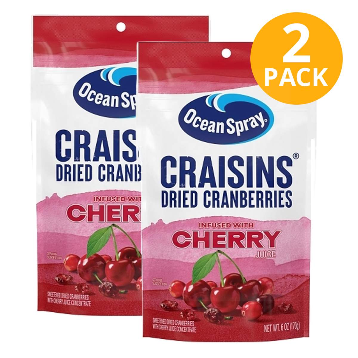 Ocean Spray Craisins Cherry, 6 OZ (Pack de 2) 1 Ocean Spray Craisins Cherry, 6 OZ (Pack de 2)