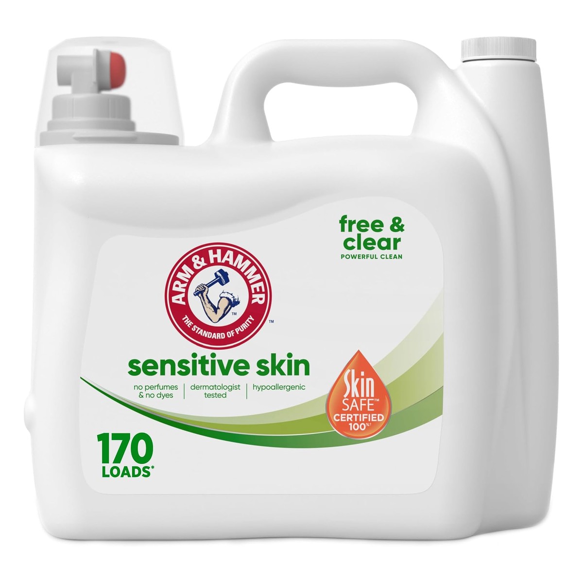 Arm & Hammer Sensitive Skin Detergente Líquido para Ropa, Free & Clear, 170 OZ