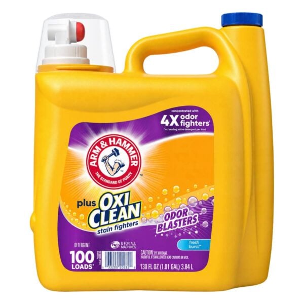 Arm & Hammer Plus OxiClean Odor Blasters Detergente Líquido para Ropa, Fresh Burst, 130 OZ