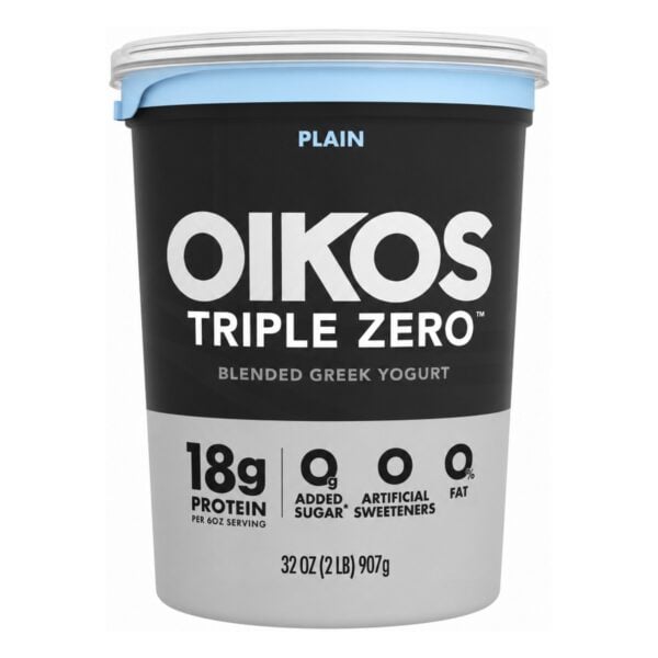 Oikos Triple Zero Plain Nonfat Greek Yogurt, 18 gr Protein 32 OZ
