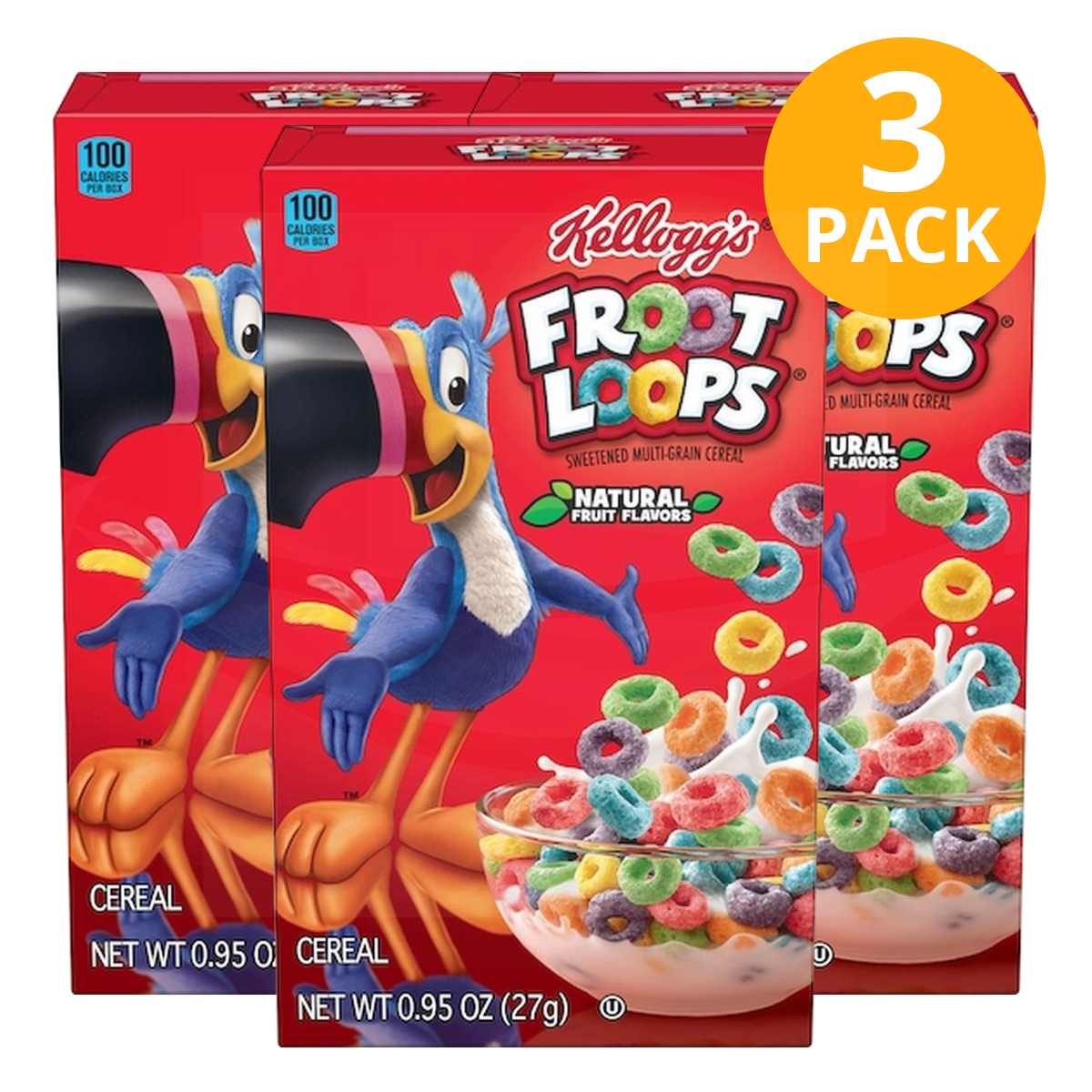 Kellogg's, Froot Loops, Mini Cajitas, 0 Kellogg's, Froot Loops, Mini Cajitas, 0.95 OZ (Pack de 3)