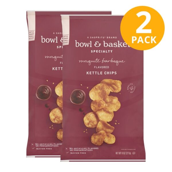 Bowl & Basket Mesquite BBQ Kettle Chips, 8 OZ (Pack de 2)