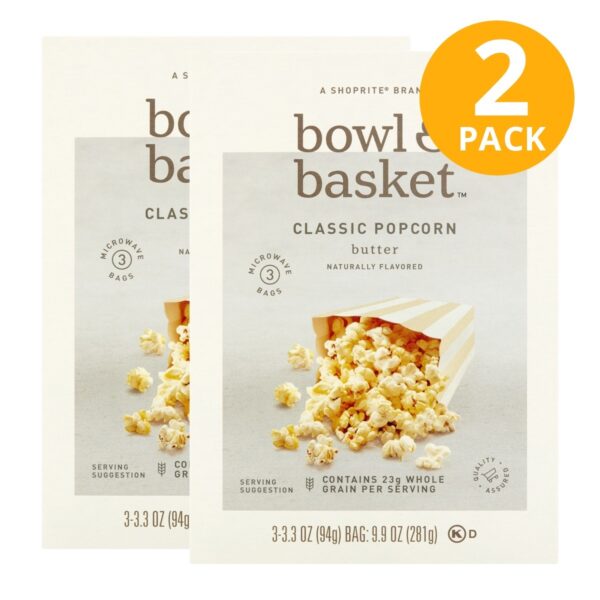 Bowl & Basket Microwave Popcorn Butter, 9.9 OZ (Pack de 2)