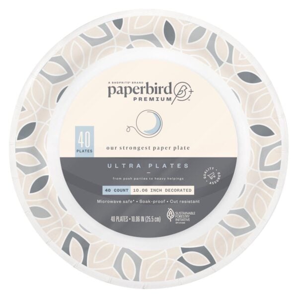 Paperbird Platos de Papel Desechables Ultra 10.06 Pulgadas, 40 Unidades