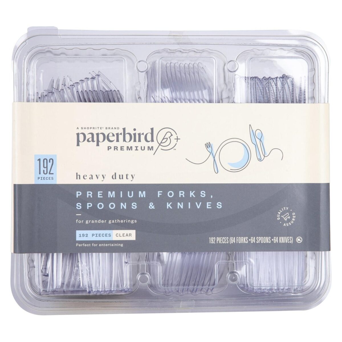 Paperbird Cubiertos Kit Heavy Duty, 192 Unidades