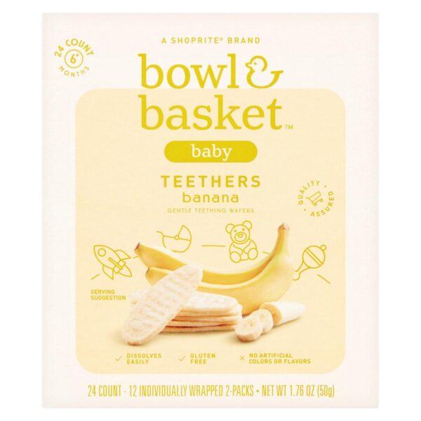 Bowl & Basket Teethers / Galletas para Bebé Banana, 1.76 OZ