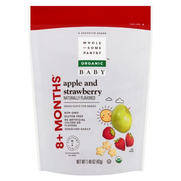 Wholesome Pantry Orgánico Puffs para Bebé Manzana y Fresa, 1.48 OZ