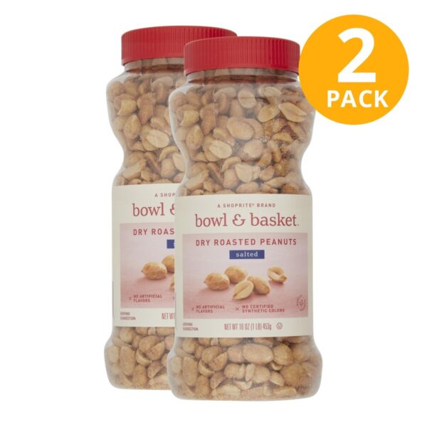 Bowl & Basket Dry Roasted Salted Peanuts, 16 OZ (Pack de 2)