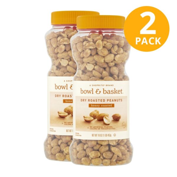 Bowl & Basket Dry Roasted Honey Peanuts, 16 OZ (Pack de 2)