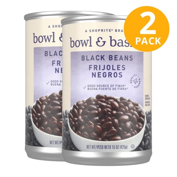 Bowl & Basket Canned Black Beans, 15 OZ (Pack de 2)