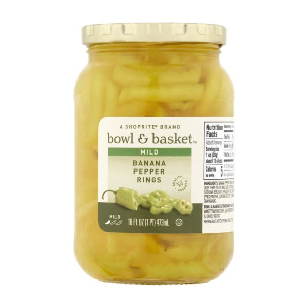 Bowl & Basket Mild Banana Pepper Rings, 16 OZ