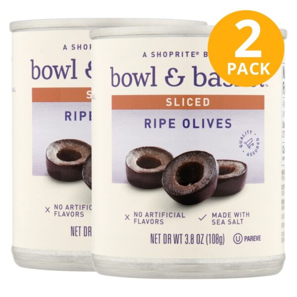 Bowl & Basket Sliced Ripe Black Olives, 3.8 OZ (Pack de 2)