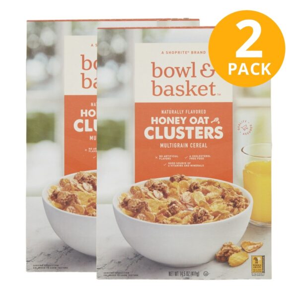 Bowl & Basket Honey Oat Clusters Cereal, 14.5 OZ (Pack de 2)