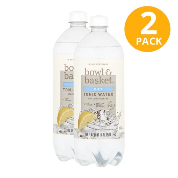Bowl & Basket Diet Tonic Water, 33.8 OZ (Pack de 2)