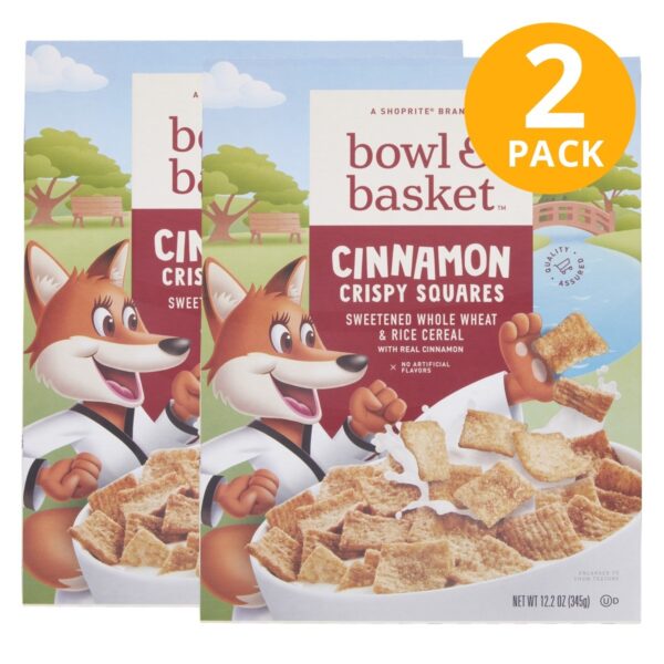 Bowl & Basket Cinnamon Crispy Squares Cereal, 12.2 OZ (Pack de 2)