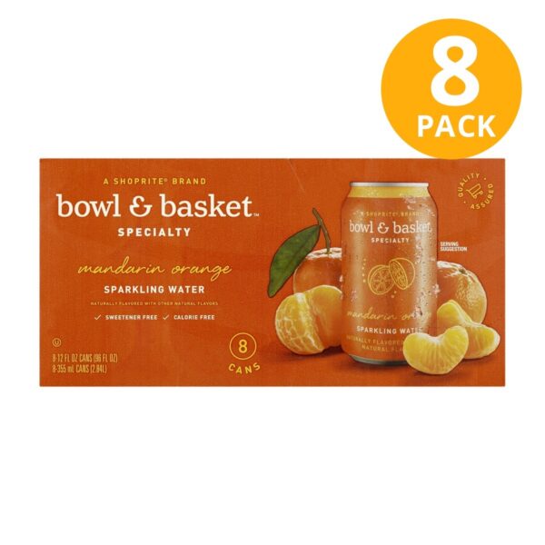 Bowl & Basket Specialty Mandarin Orange Sparkling Water, 12 OZ (Pack de 8)