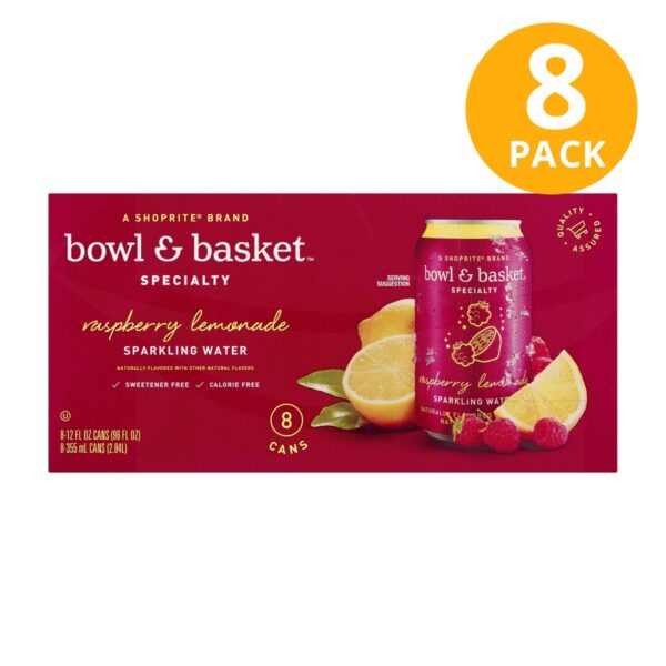 Bowl & Basket Specialty Raspberry Lime Sparkling Water (Pack de 8)