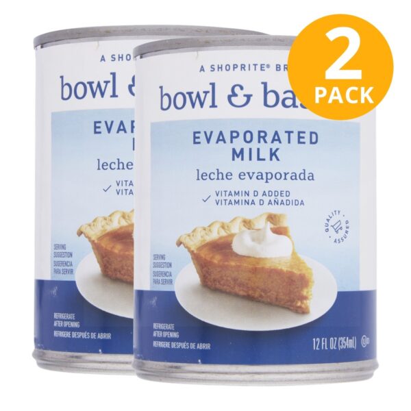 Bowl & Basket Leche Evaporado, Evaporated Milk, 12 OZ (Pack de 2)
