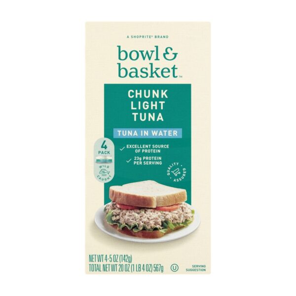Bowl & Basket Chunk Light Tuna in Water, 5 OZ (Pack de 4)