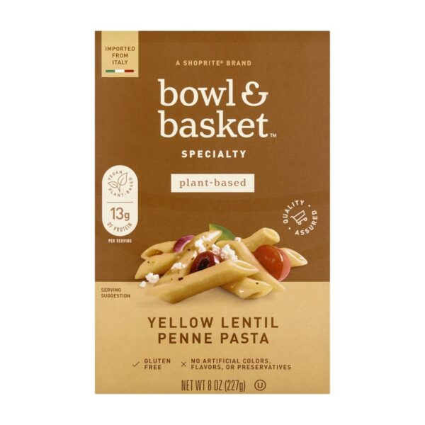 Bowl & Basket Specialty Yellow Lentil Penne Pasta, 8 OZ