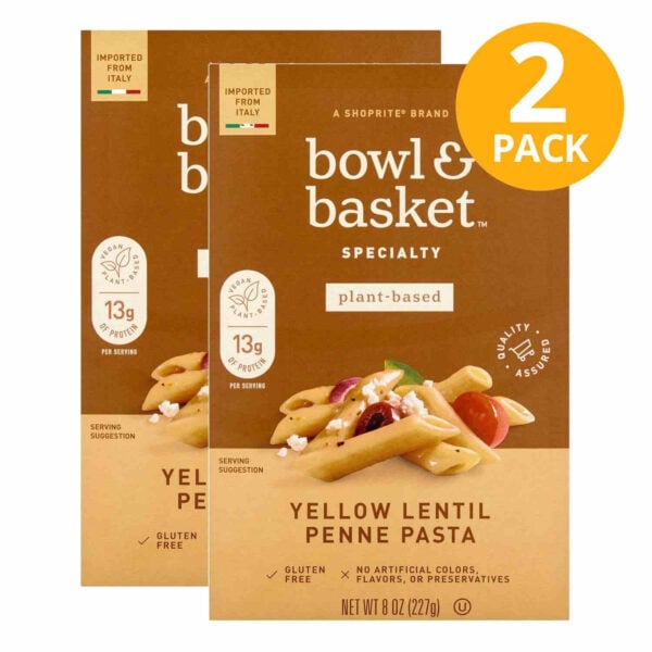 Bowl & Basket Pasta Penne de Lentejas, Specialty Lentil Protein Pasta 8 OZ (Pack de 2)