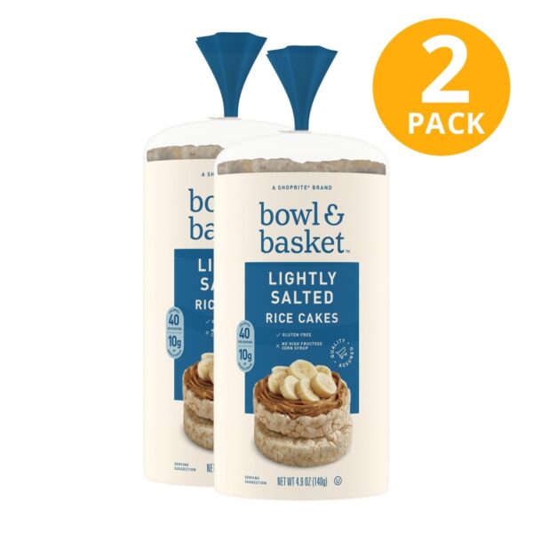 Bowl & Basket Rice Cake Plain Light Salt, 4.9 OZ (Pack de 2)
