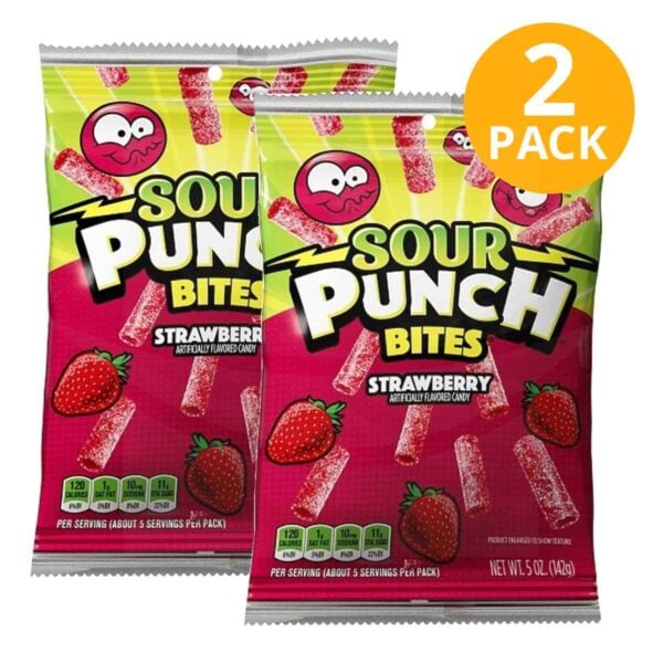 Sour Punch Strawberry Bites, 5 OZ (Pack de 2)