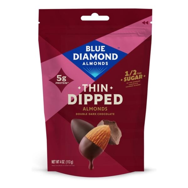 Blue Diamond Almendras, Thin Dipped Double Dark Chocolate, 4 OZ