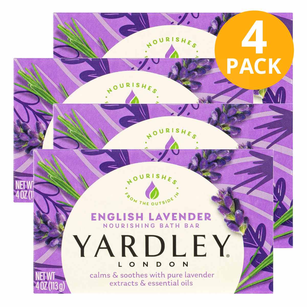 Yardley Jabón en Barra English Lavender, 113 gr (Pack de 4)
