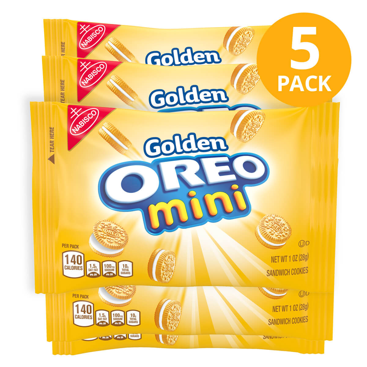 044000041090 Oreo Mini Golden, Snack Packs, 1 OZ (Pack de 5) - Imagen 1