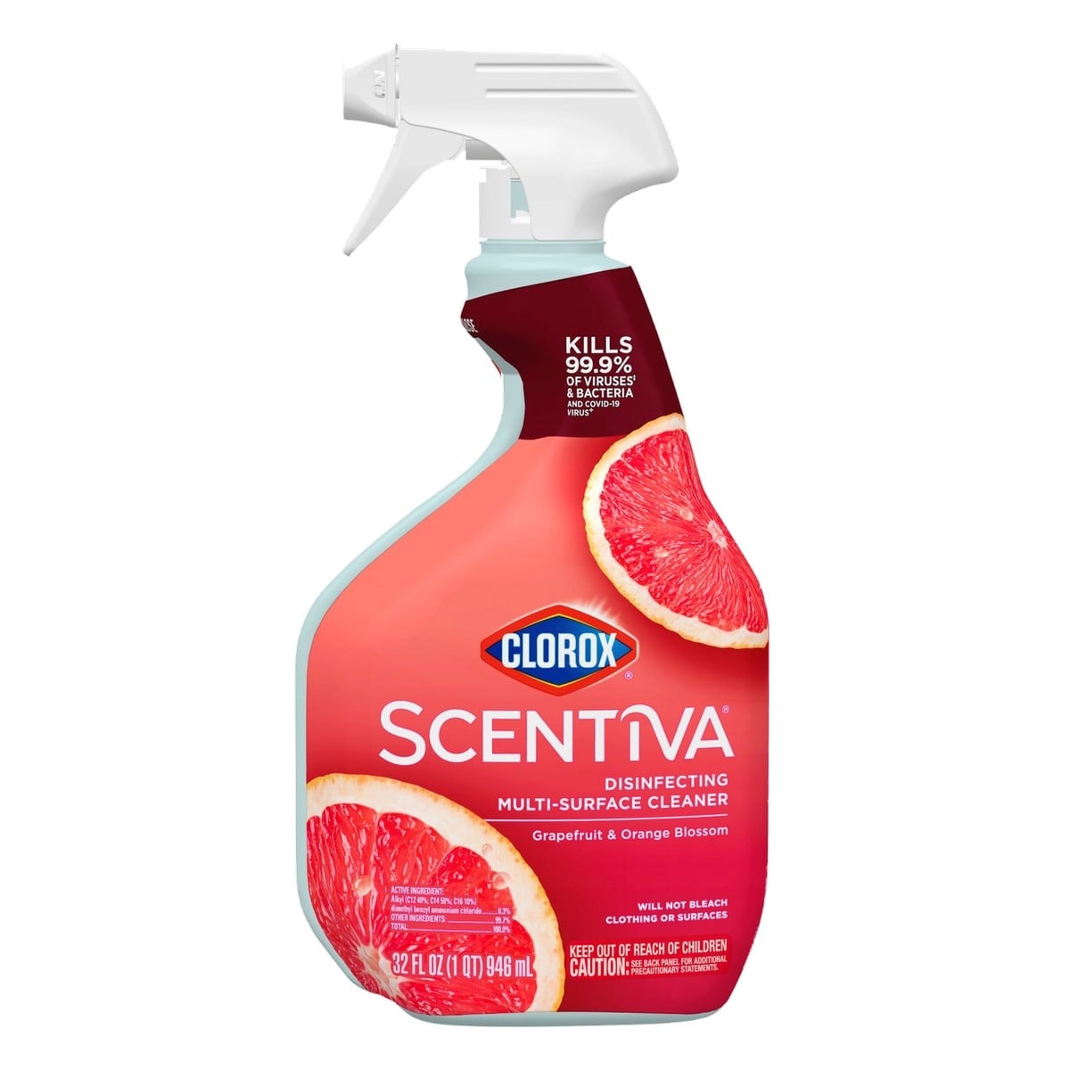 Clorox Scentiva Limpiador Desinfectante Multiusos, Grapefruit & Orange Blossom, 32 OZ
