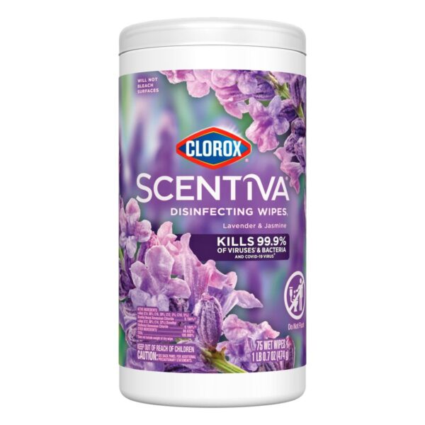 Clorox Scentiva Toallitas Desinfectantes, Lavender & Jasmine, 75 Unidades